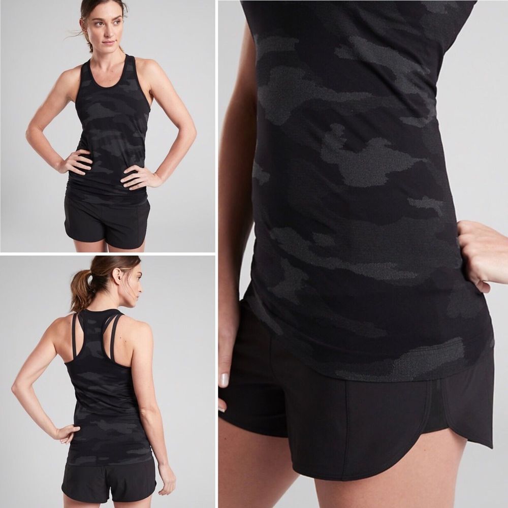 Athleta Black Camo Racerback Tank Top